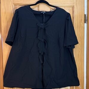 Chic Black Women's Blouse with Bow Details